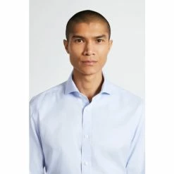 Alternative view of Moss Bros Tailored Fit Sky Blue Double Cuff Non-Iron Twill Shirt