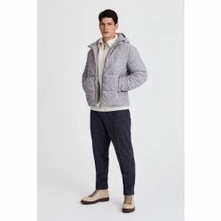 Moss Bros Light Grey Short Puffer Jacket -Moss Bros shop unnamed file 1738