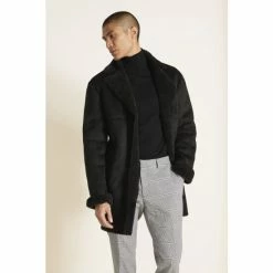 Moss Bros Moss Black Faux Sherpa Jacket