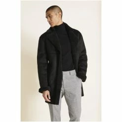 Moss Bros Moss Black Faux Sherpa Jacket -Moss Bros shop unnamed file 1745