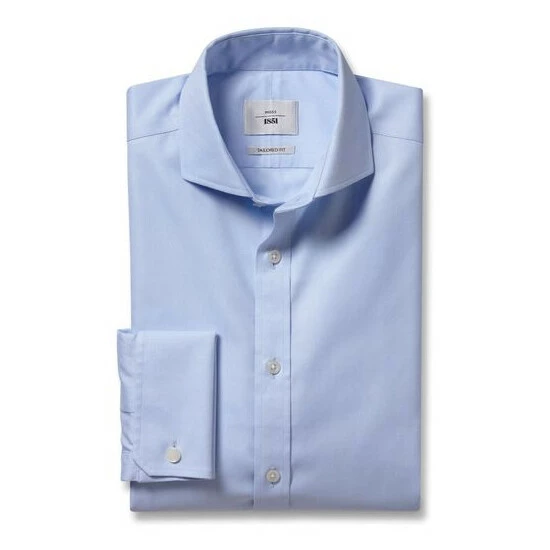 Moss Bros Tailored Fit Sky Blue Double Cuff Non-Iron Twill Shirt 5 Moss Bros Tailored Fit Sky Blue Double Cuff Non-Iron Twill Shirt - Image 5