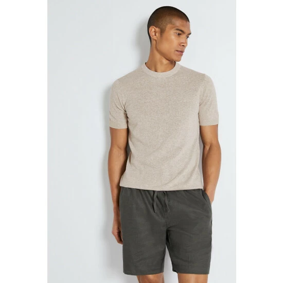 Moss Bros Moss Natural Gaze Oatmeal T-Shirt 1 Moss Bros Moss Natural Gaze Oatmeal T-Shirt