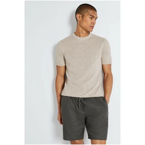 Moss Bros Moss Natural Gaze Oatmeal T-Shirt 3 Moss Bros Moss Natural Gaze Oatmeal T-Shirt - Image 3