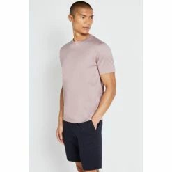 Moss Bros Moss Pink Rose Mercerised Crew Neck T-Shirt