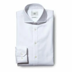 Moss Bros Moss Tailored Fit White Textured Zero Iron Shirt