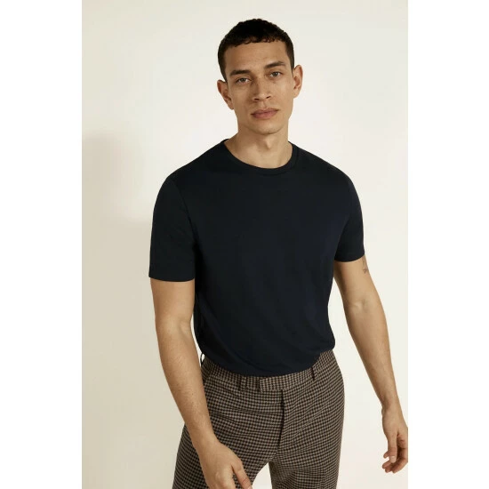 Moss Bros Moss Navy Crew Neck T-Shirt 3 Moss Bros Moss Navy Crew Neck T-Shirt - Image 3