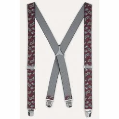 Moss Bros Wine Paisley Clip-On Braces