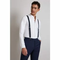 Moss Bros Moss Blue Spot Vintage Skinny Braces