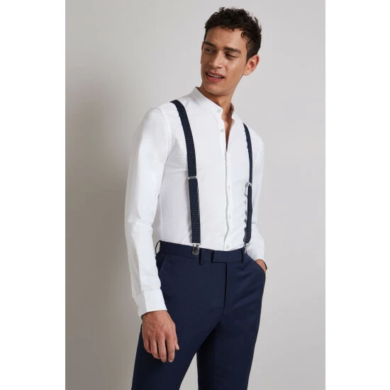 Moss Bros Moss Blue Spot Vintage Skinny Braces 1 Moss Bros Moss Blue Spot Vintage Skinny Braces