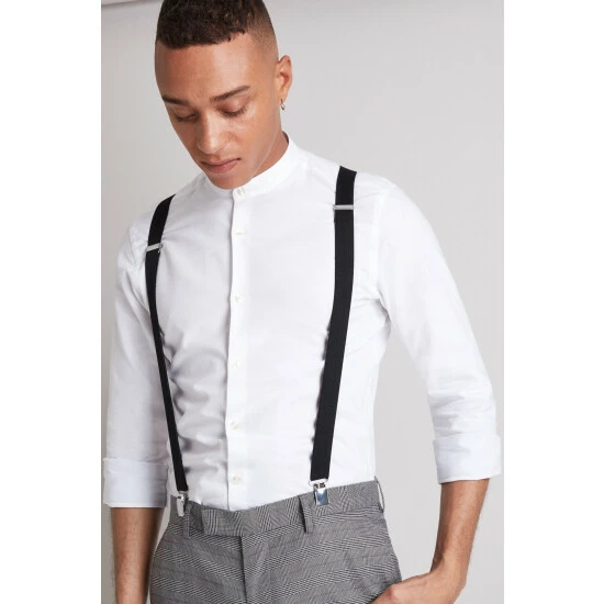 Moss Bros Moss Black Skinny Clip-On Braces 1 Moss Bros Moss Black Skinny Clip-On Braces