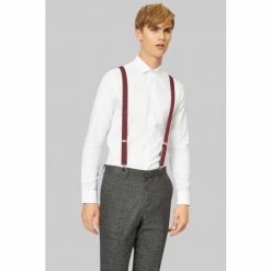 Moss Bros Moss Burgundy Spot Skinny Braces
