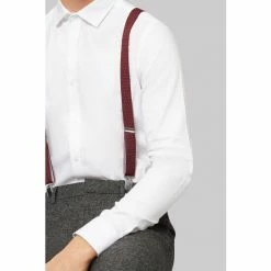 Moss Bros Moss Burgundy Spot Skinny Braces -Moss Bros shop unnamed file 1816