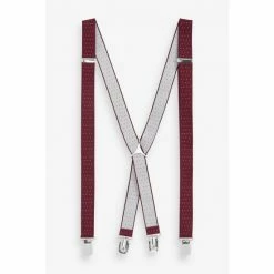 Moss Bros Moss Burgundy Spot Skinny Braces -Moss Bros shop unnamed file 1817