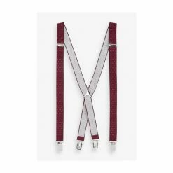 Moss Bros Moss Burgundy Spot Skinny Braces -Moss Bros shop unnamed file 1818