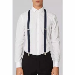 Moss Bros MOSS Navy Plain Skinny Braces