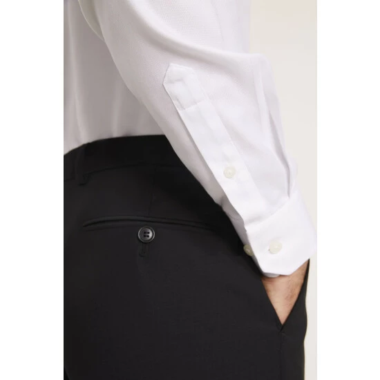Moss Bros Moss Tailored Fit White Textured Zero Iron Shirt 4 Moss Bros Moss Tailored Fit White Textured Zero Iron Shirt - Image 4