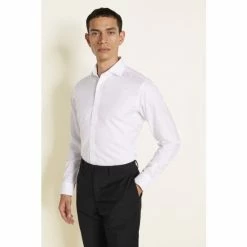 Moss Bros Moss Tailored Fit White Textured Zero Iron Shirt 10 Moss Bros Moss Tailored Fit White Textured Zero Iron Shirt -Moss Bros shop unnamed file 183