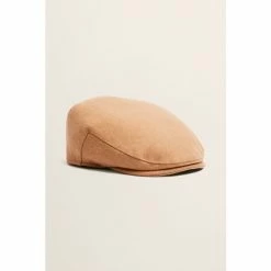Moss Bros Moss Camel Melton Wool Flat Cap