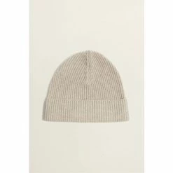 Moss Bros Moss Oatmeal Ribbed Lambswool Blend Beanie