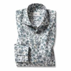 Moss Bros Moss Blue Tailored Fit Floral Shirt
