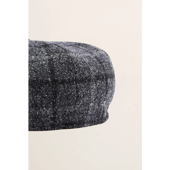 unnamed-file-1850.jpg Moss Bros Moss Black & White Boucle Check Wool Baker Boy Cap -Moss Bros shop unnamed file 1850