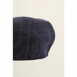 Moss Bros Moss Navy With Brown Overcheck Wool Baker Boy Cap 6 Moss Bros Moss Navy With Brown Overcheck Wool Baker Boy Cap -Moss Bros shop unnamed file 1860