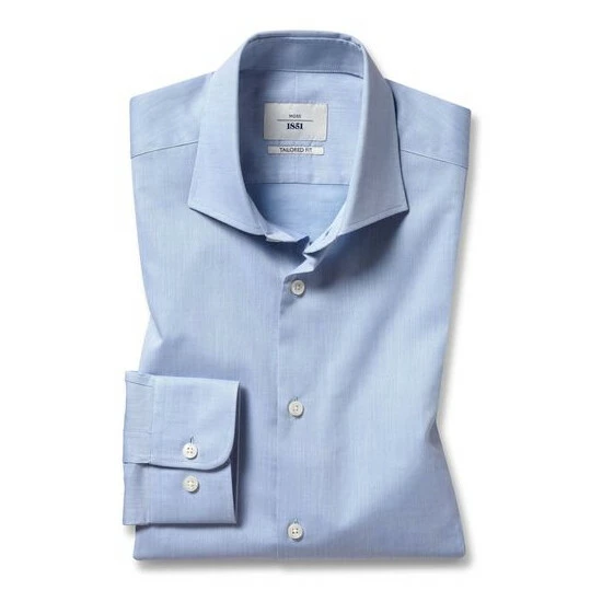 unnamed-file-188.jpg Moss Bros Moss Blue Tailored Fit Egyptian Cotton Twill Shirt -Moss Bros shop unnamed file 188