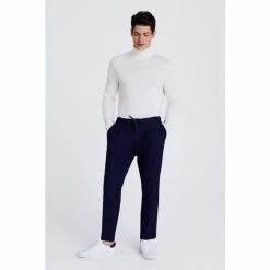 Moss Bros Navy Blue Flannel Worker Joggers -Moss Bros shop unnamed file 1898