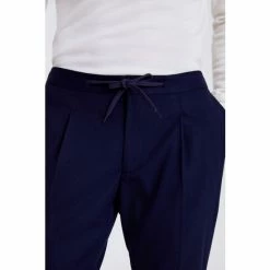 Moss Bros Navy Blue Flannel Worker Joggers -Moss Bros shop unnamed file 1899