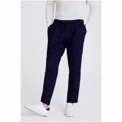 Moss Bros Navy Blue Flannel Worker Joggers -Moss Bros shop unnamed file 1900