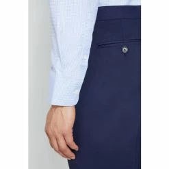 Moss Bros Blue Tailored Fit Sky Puppytooth Single Cuff Shirt -Moss Bros shop unnamed file 191