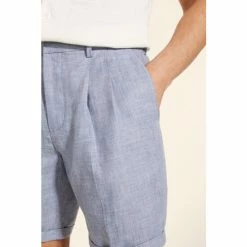 Moss Bros Moss Light Blue Linen Formal Shorts -Moss Bros shop unnamed file 1914