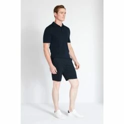 Moss Bros Moss Navy Blue Chino Stretch Waistband Shorts