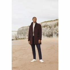 Moss Bros Red Fig Double Face Epsom Overcoat