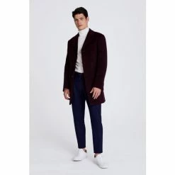 Moss Bros Red Fig Double Face Epsom Overcoat -Moss Bros shop unnamed file 1940