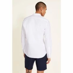 Alternative view of Moss Bros White Tailored Fit Oxford Grandad Collar Shirt