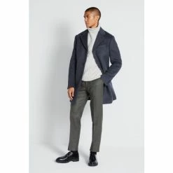 Moss Bros Grey Double Face Epsom Overcoat