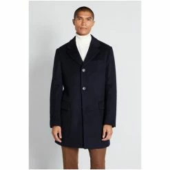 Moss Bros Navy Blue Double Face Epsom Overcoat -Moss Bros shop unnamed file 1961