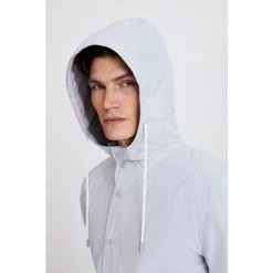 Moss Bros Light Grey Raincoat -Moss Bros shop unnamed file 1965