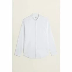 Moss Bros White Tailored Fit Oxford Grandad Collar Shirt -Moss Bros shop unnamed file 197