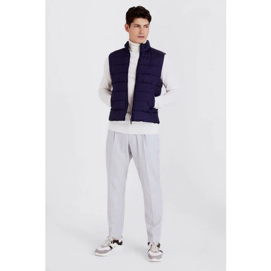 Moss Bros Navy Blue Nylon Gilet 2 Moss Bros Navy Blue Nylon Gilet - Image 2