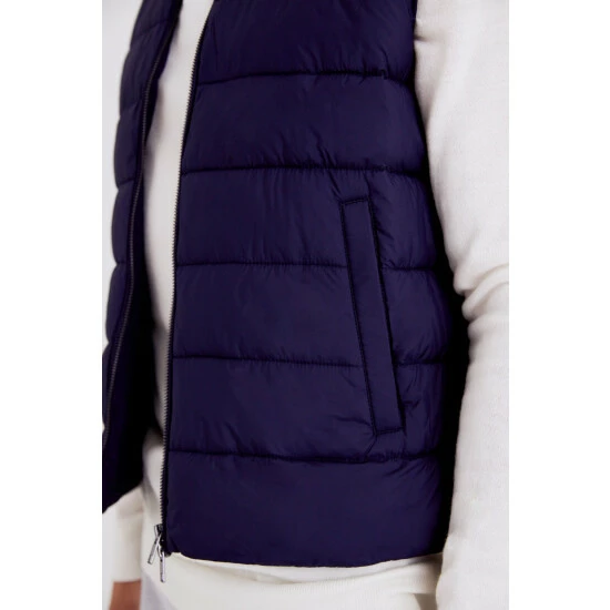 Moss Bros Navy Blue Nylon Gilet 4 Moss Bros Navy Blue Nylon Gilet - Image 4