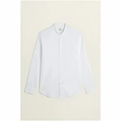 Moss Bros White Tailored Fit Oxford Grandad Collar Shirt -Moss Bros shop unnamed file 198