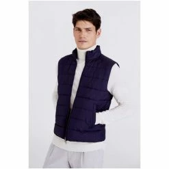 Moss Bros Navy Blue Nylon Gilet 9 Moss Bros Navy Blue Nylon Gilet -Moss Bros shop unnamed file 1980