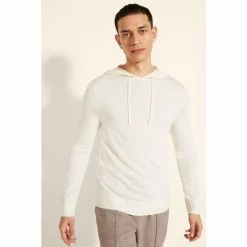 Moss Bros Moss Ivory Merino Hoodie