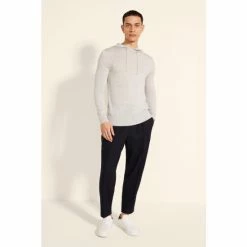 Moss Bros Moss Light Grey Merino Hoodie