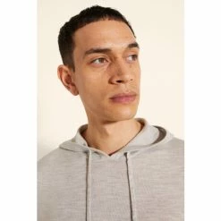 Moss Bros Moss Light Grey Merino Hoodie -Moss Bros shop unnamed file 2001