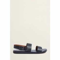 Moss Bros Moss Capri Black Grained Sandals