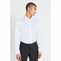 Moss Bros Moss Tailored Fit White Twill Zero Iron Shirt