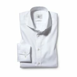 Moss Bros Moss Tailored Fit White Twill Zero Iron Shirt -Moss Bros shop unnamed file 208
